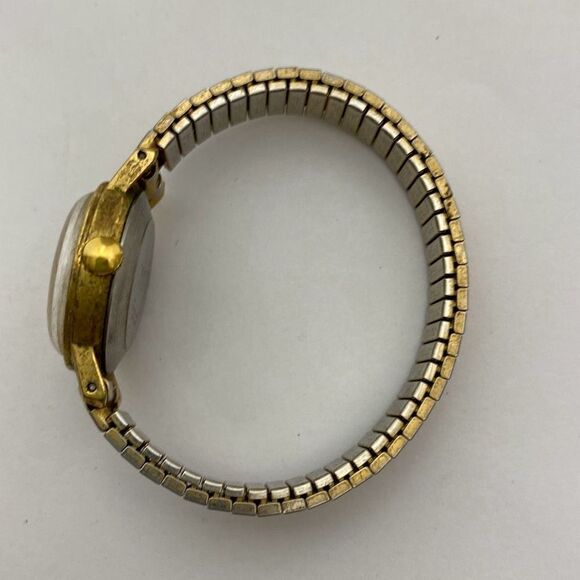 Timex Men's Silver & Gold Tone Stretch Bracelet Stainless Steel Round Wristwatch - Picture 2 of 7